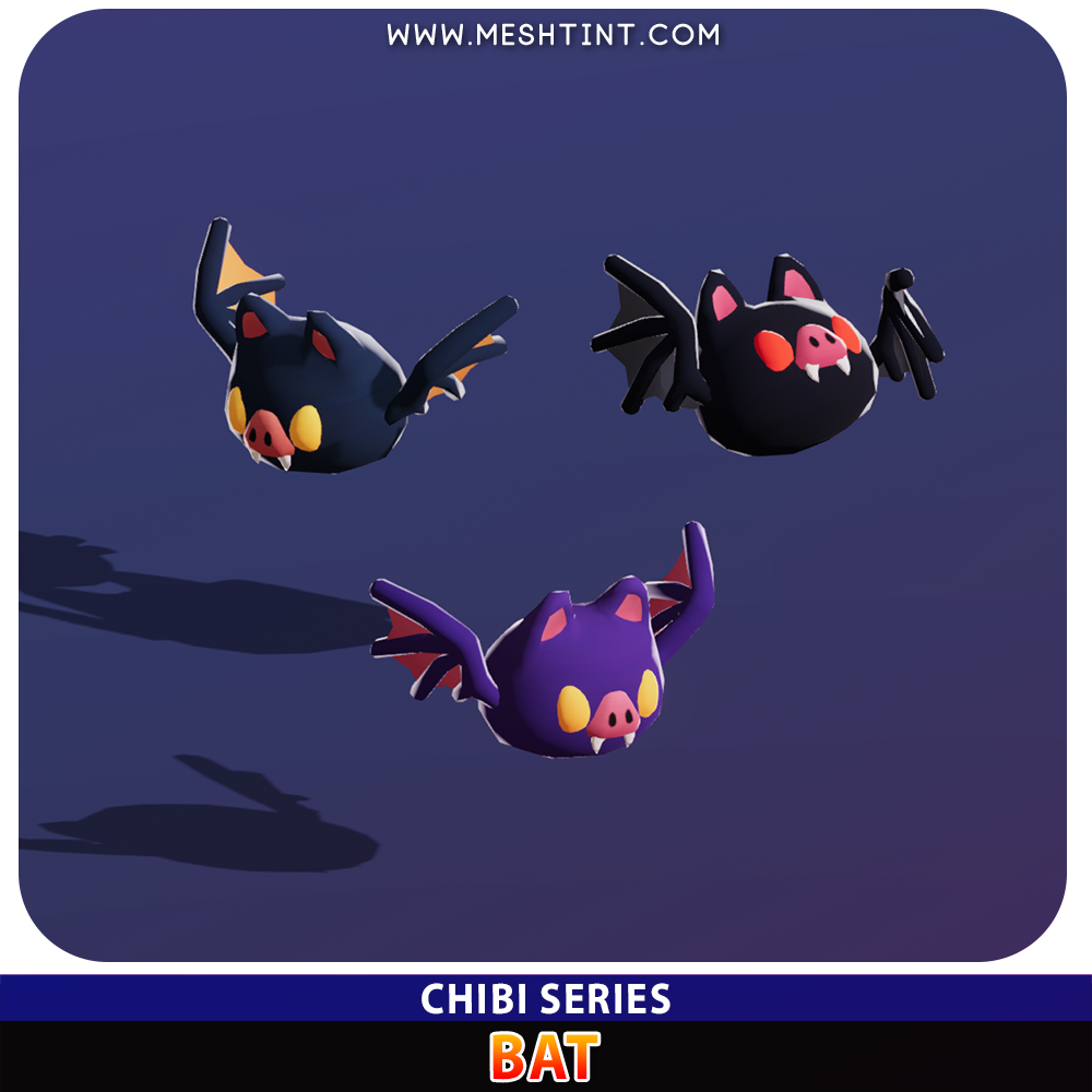 Bat Chibi Meshtint 3d model unity low poly game fantasy monster Pokemon dungeon cave halloween