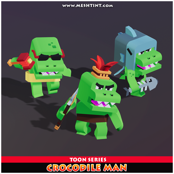 Modular Crocodile Man Humanoid Mecanim Meshtint 3d model character unity low poly game fantasy 