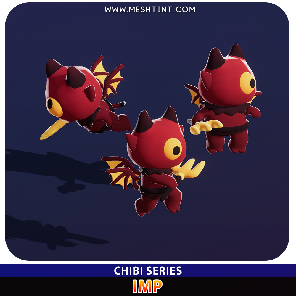 Imp Chibi Meshtint 3d model modular character unity low poly game fantasy monster stylized cute