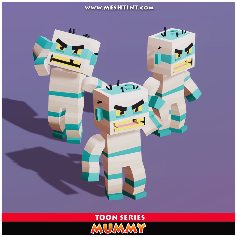 Mummy Toon Humanoid Mecanim Meshtint 3d model character unity low poly game Halloween Horror