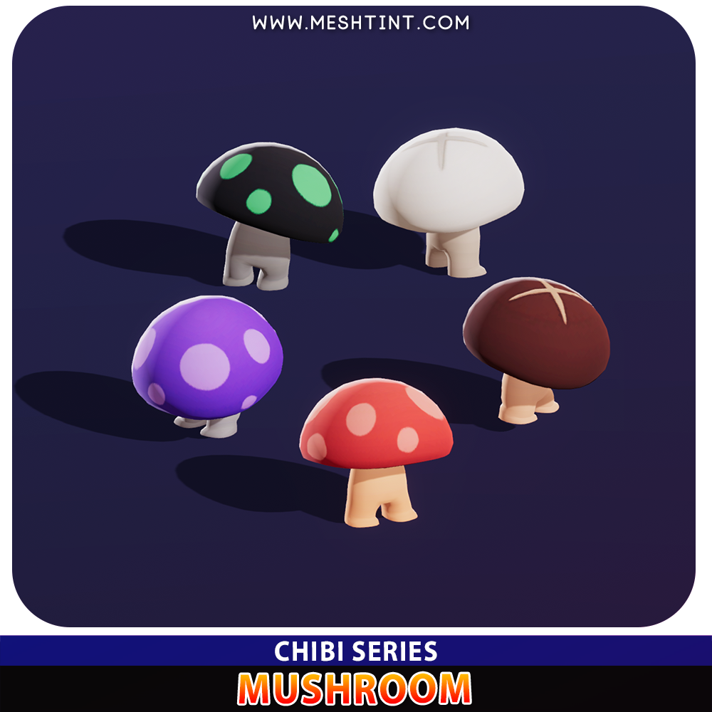 Mushroom Chibi Meshtint 3d model unity low poly game fantasy creature monster evolution RPG dungeon