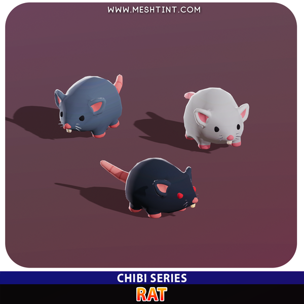 Rat Chibi Series Meshtint 3d model unity low poly game fantasy dungeon sewage animal mouse rats cave