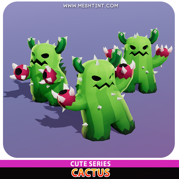 Cactus Cute Meshtint 3d model unity low poly game fantasy creature monster evolution evolve