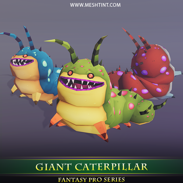 Giant Caterpillar 1.1 Mesh Tint Shop3DSA Unity3D Game Low Poly Download 3D Model