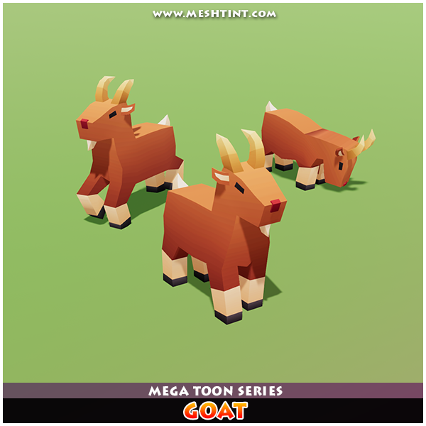 Goat Mega Toon Farm animals boxy Meshtint 3d model unity low poly game fantasy farming sheep lamb