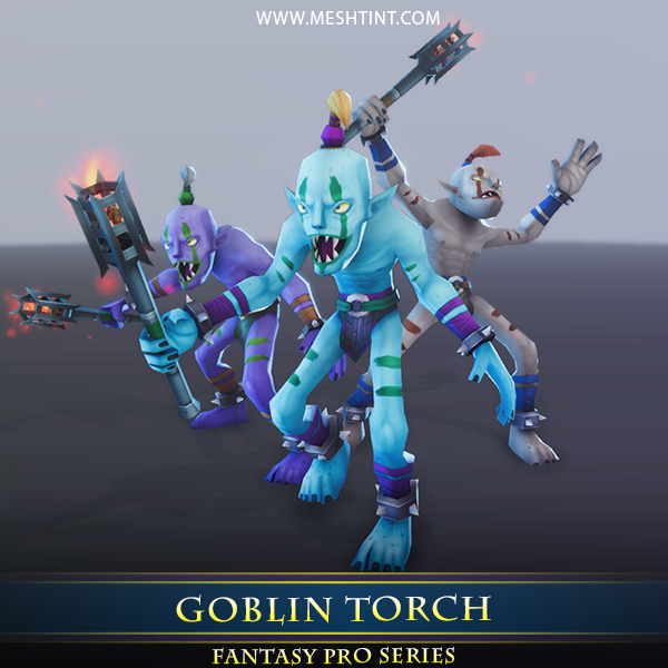 Goblin Torch 1.1 Mesh Tint Shop3DSA Unity3D Game Low Poly Download 3D Model