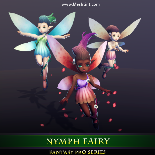 Nymph Fairy 1.4 Mesh Tint Shop3DSA Unity3D Game Low Poly Download 3D Model