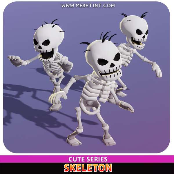 Skeleton Cute Meshtint 3d model unity low poly game creature monster evolution evolve Pokemon