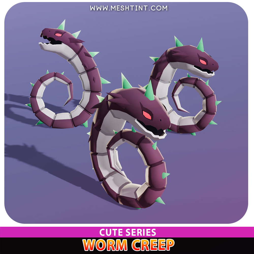 Worm Creep Cute Meshtint 3d model unity low poly game fantasy creature monster evolution Pokemon 